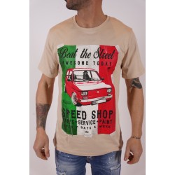 T-shirt with colorful Fiat print - beige