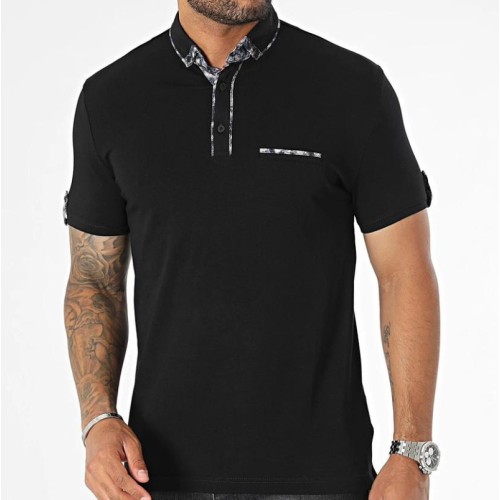 Classic collar polo shirt - black