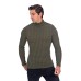 Rollkragenpullover mit feinem Zopfmuster - khaki