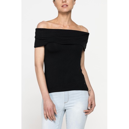 Schulterfreie Bluse – schwarz