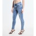 Jeansy Skinny Fit z przetarciami - niebieski