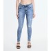 Jeansy Skinny Fit z przetarciami - niebieski