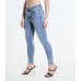 Skinny Fit Jeans mit ungesäumtem Saum - blau