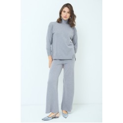 Knitted turtleneck set - gray