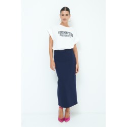 Long skirt with elastic band - navy blue