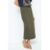 Long skirt with elastic band - army green