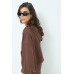 Zipped sweatshirt with hood - brown