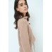 Shiny set: blouse with a stand-up collar + skirt - camel