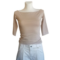 Boat Neck Blouse - Beige