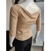 Boat Neck Blouse - Beige