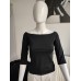 Boat Neck Blouse - Black