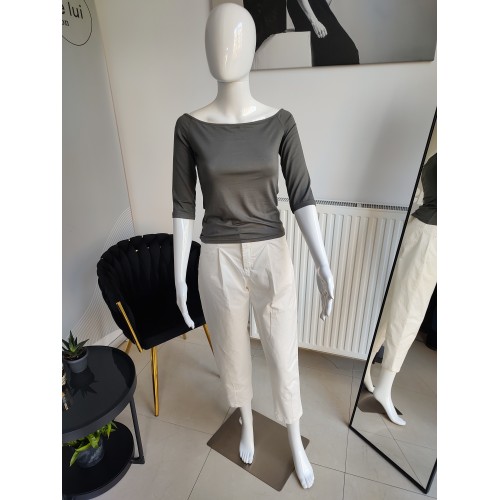 Boat Neck Blouse - Gray