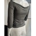 Boat Neck Blouse - Gray