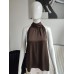 Blouse with a stand-up collar - brown