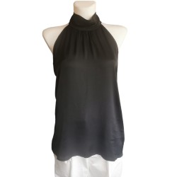 Blouse with a stand-up collar - black