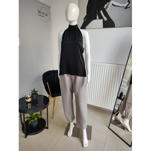 Blouse with a stand-up collar - black