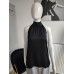 Blouse with a stand-up collar - black