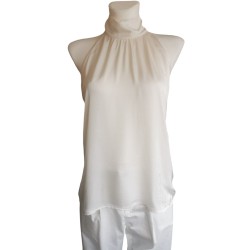 Blouse with a stand-up collar - butter