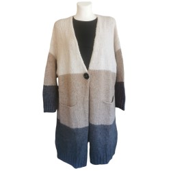 Long Striped Cardigan - Shades of Brown