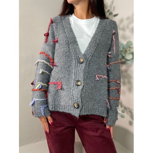 Sweater with decorative thread - gray