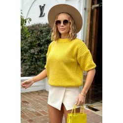 Oversized short sleeve sweater - citric