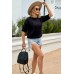 Oversized short sleeve sweater - black