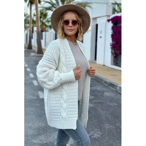 Cable Knit Cardigan - ecru