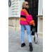 Short oversized cardigan - fuchsia/orange