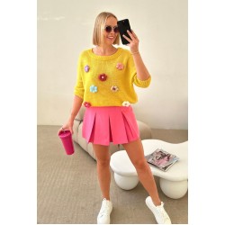 Sweater with flowers - lemon