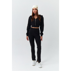 Tracksuit with a short zipped sweatshirt - black