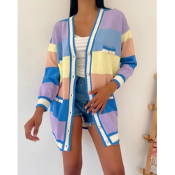 Long Striped Cardigan - Multicolor