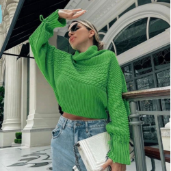 Loose turtleneck sweater - green