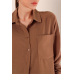 Oversized One Pocket Shirt - Brown