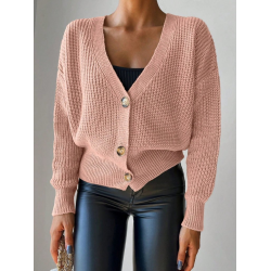 Long Sleeve Button Detail Knitwear Cardigan - Powder Pink