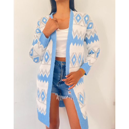 Jacquard Knitwear Cardigan - Blue