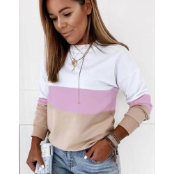 Thin striped sweatshirt with a round neck - multicolored