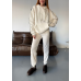 Tracksuit with decorative belt and hood - cream