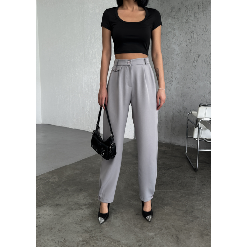 Loose trousers with pleats - ash grey