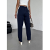 Loose trousers with pleats - navy blue