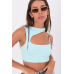 Choker Neck One Shoulder Crop Top - Blue