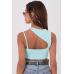 Choker Neck One Shoulder Crop Top - Blue