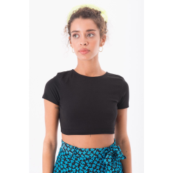 Back Cut Crop Top - Black