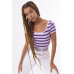 Striped top with neckline - shades of purple