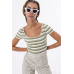 Striped top with a neckline - shades of green