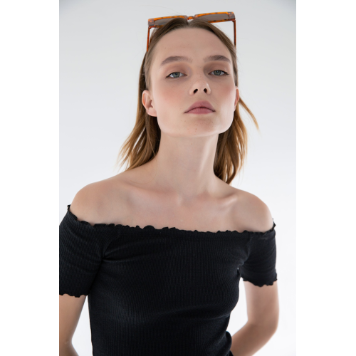 Carmen blouse with elastic band (Spanish blouse) - Black