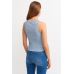 Ribbed Halter Neck Knitted Undershirt - Blue