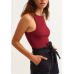 Ribbed halter top - burgundy