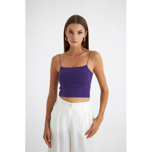 Rope Strap Crop Top - Purple