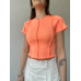 T-Shirt mit Ziernaht - neonorange