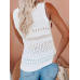 Women's Sleeveless V-Neck Knitted Detail Knitted Blouse - White